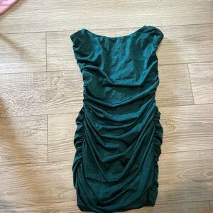 Lucy in the Sky Teal Ruched Mini Dress